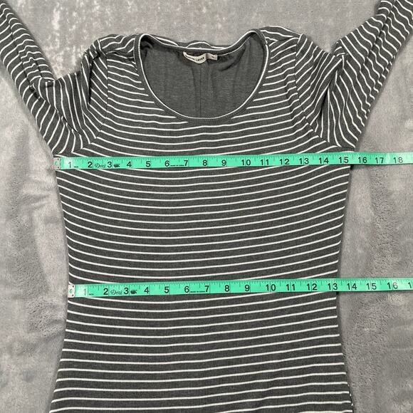 Marine Layer Dress Medium Grey Striped Ribbed Bodycon Coastal Casual 90s Indie - Picture 7 of 10